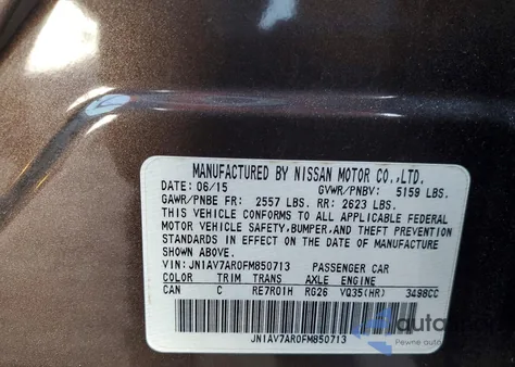 2015 Infiniti Q50 Hybrid Premium z USA, uszkodzony, nr VIN JN1AV7AR0FM850713